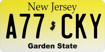 NJ license plate A77CKY