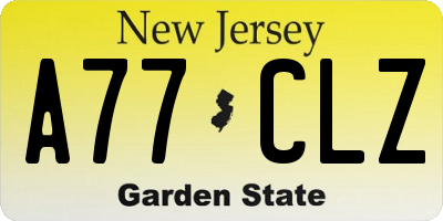 NJ license plate A77CLZ