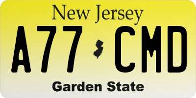 NJ license plate A77CMD