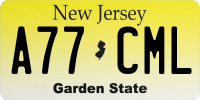 NJ license plate A77CML