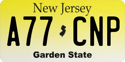 NJ license plate A77CNP