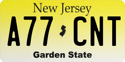 NJ license plate A77CNT