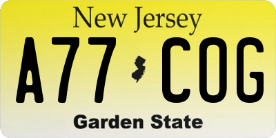 NJ license plate A77COG