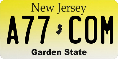 NJ license plate A77COM