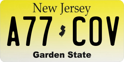 NJ license plate A77COV