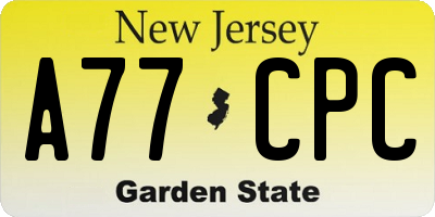 NJ license plate A77CPC
