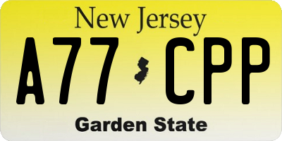 NJ license plate A77CPP