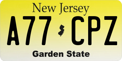 NJ license plate A77CPZ