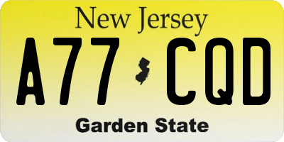 NJ license plate A77CQD