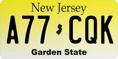 NJ license plate A77CQK