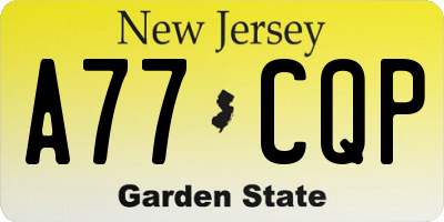 NJ license plate A77CQP