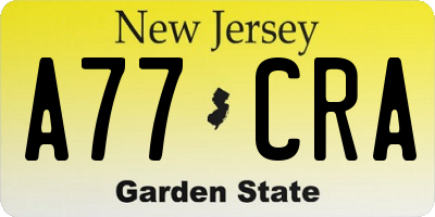 NJ license plate A77CRA