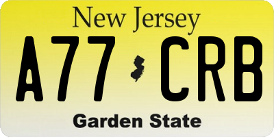 NJ license plate A77CRB