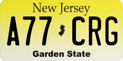 NJ license plate A77CRG