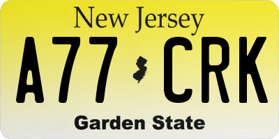 NJ license plate A77CRK