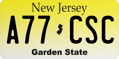 NJ license plate A77CSC