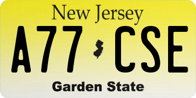NJ license plate A77CSE