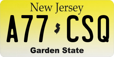 NJ license plate A77CSQ