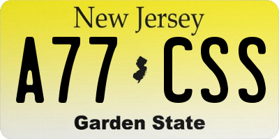 NJ license plate A77CSS