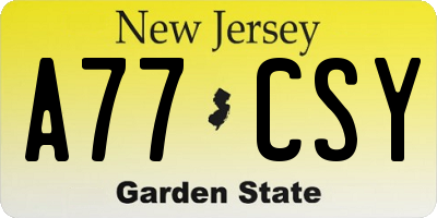 NJ license plate A77CSY
