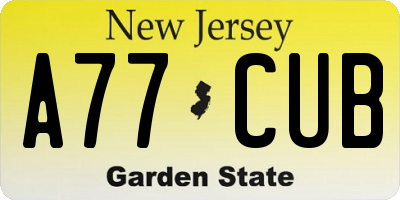 NJ license plate A77CUB