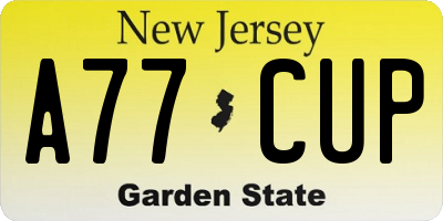 NJ license plate A77CUP