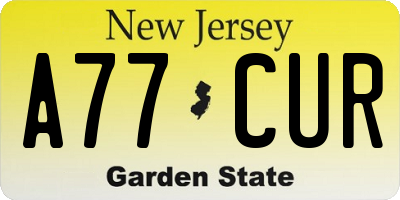NJ license plate A77CUR