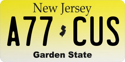 NJ license plate A77CUS