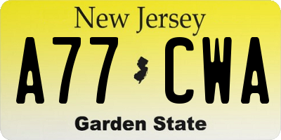 NJ license plate A77CWA