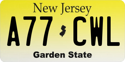 NJ license plate A77CWL