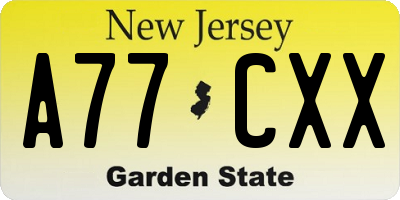 NJ license plate A77CXX