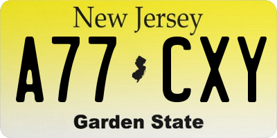 NJ license plate A77CXY