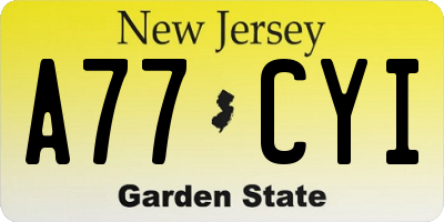 NJ license plate A77CYI