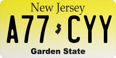 NJ license plate A77CYY