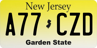 NJ license plate A77CZD