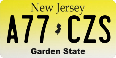NJ license plate A77CZS