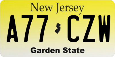 NJ license plate A77CZW