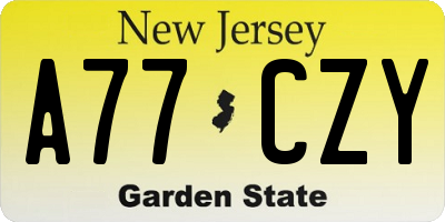 NJ license plate A77CZY