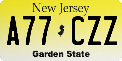 NJ license plate A77CZZ