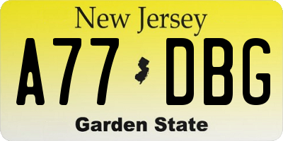 NJ license plate A77DBG