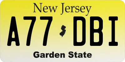 NJ license plate A77DBI