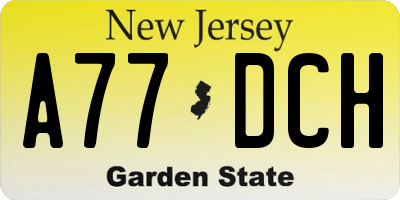 NJ license plate A77DCH