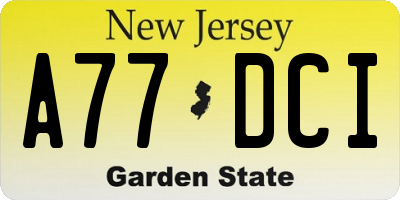 NJ license plate A77DCI