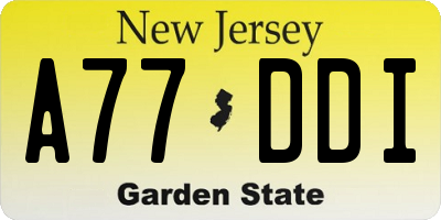 NJ license plate A77DDI