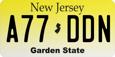 NJ license plate A77DDN