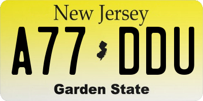 NJ license plate A77DDU
