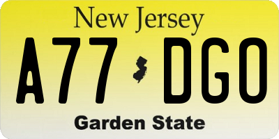 NJ license plate A77DGO