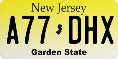 NJ license plate A77DHX