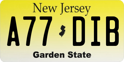 NJ license plate A77DIB