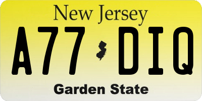 NJ license plate A77DIQ